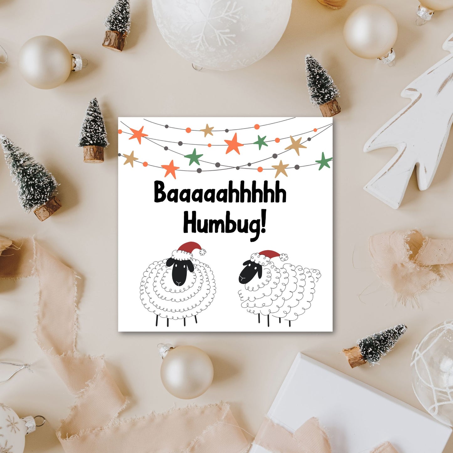 Adorable Sheep Christmas card - Sheep lover card - Sheep christmas card