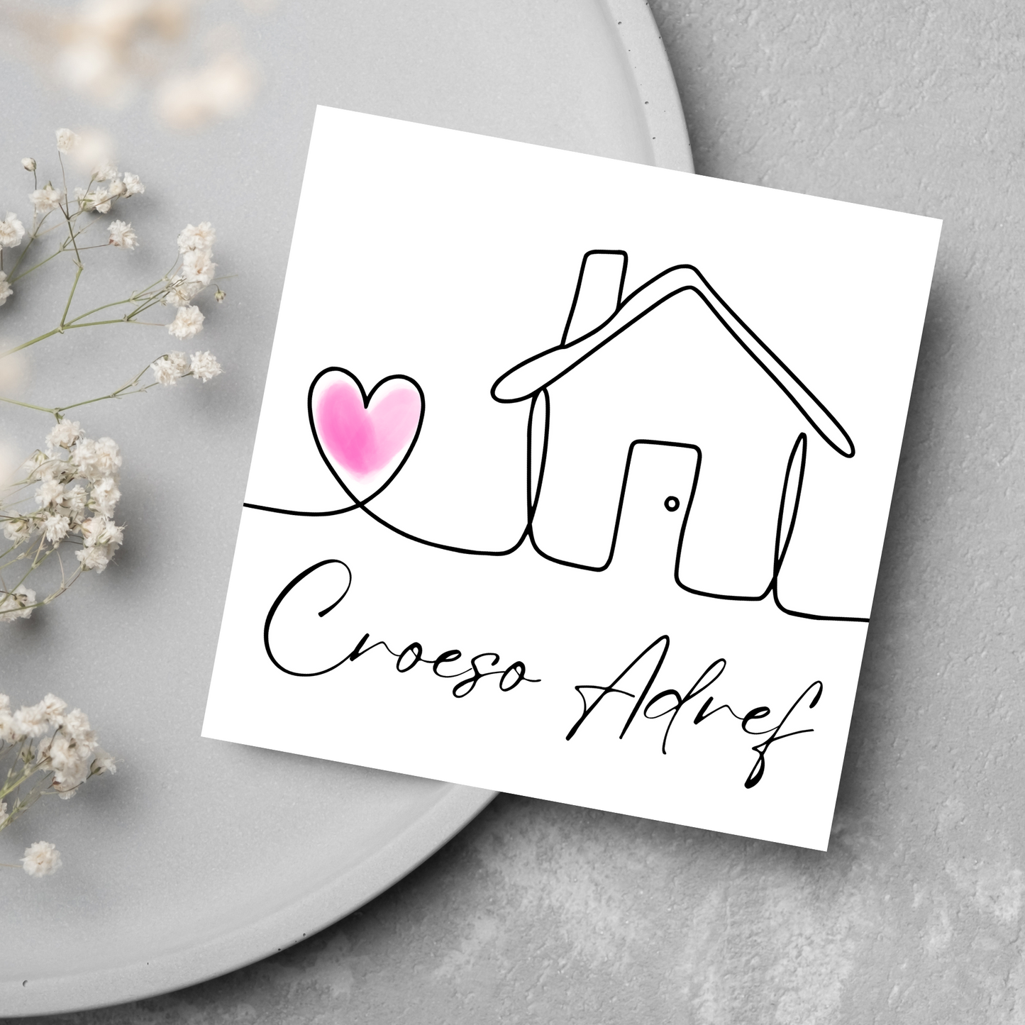 Welsh Language New Home Card, Croeso Adref, Welsh Housewarming Card