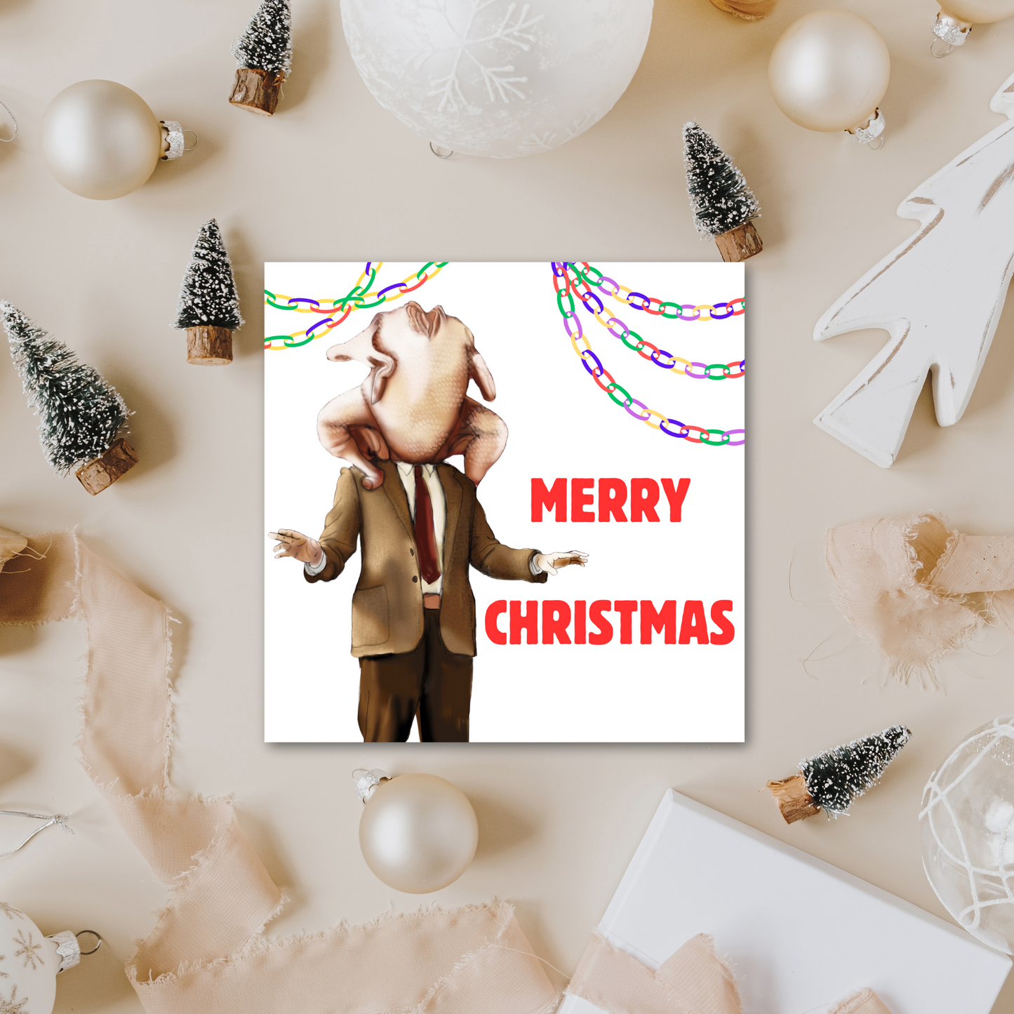 Funny Mr Bean Christmas Card, Christmas Turkey Card, Mr Bean Xmas Card