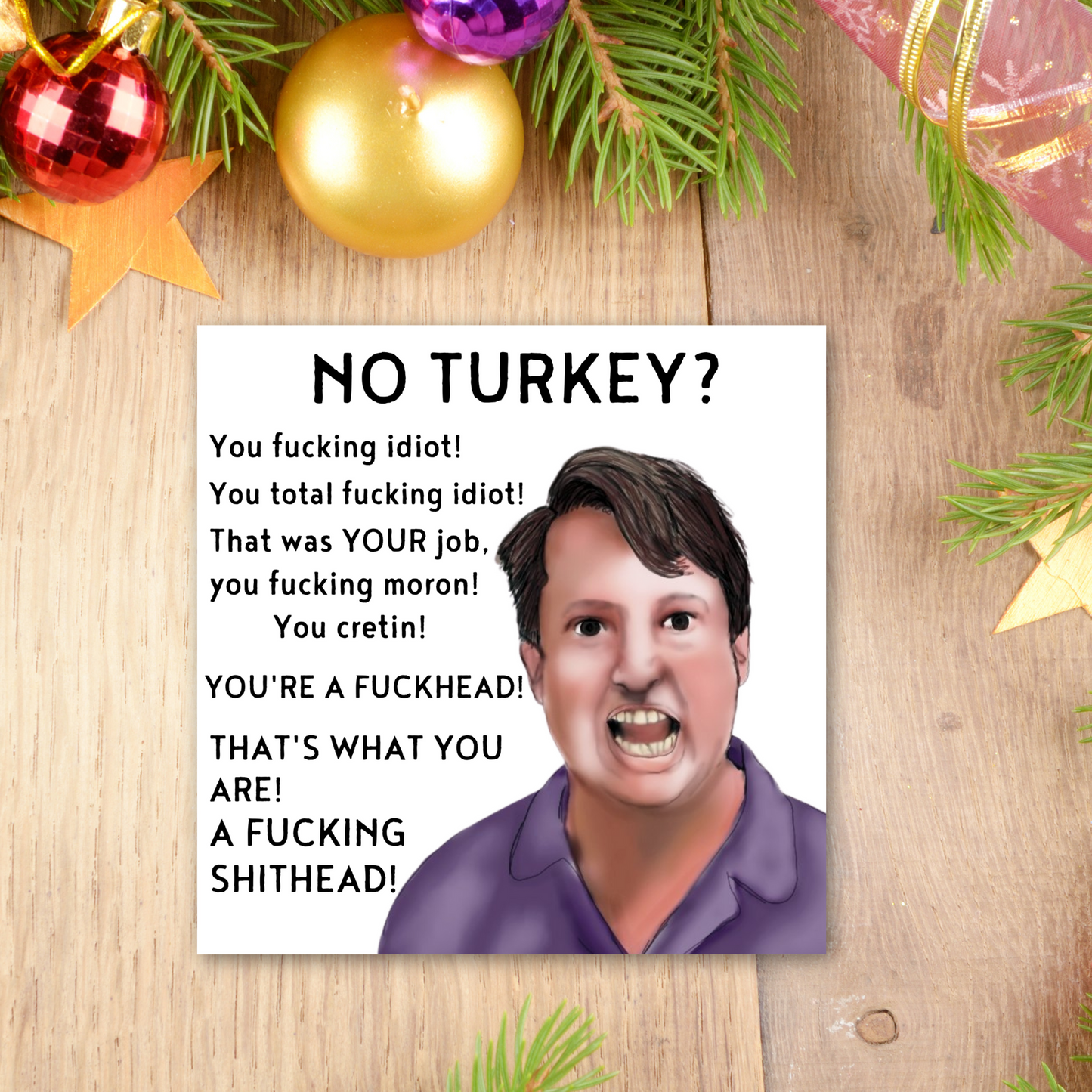 Funny Peep Show Christmas Card, Mark Corrigan Card, Peep Show Card, David Mitchell, Cretin Christmas Turkey Card