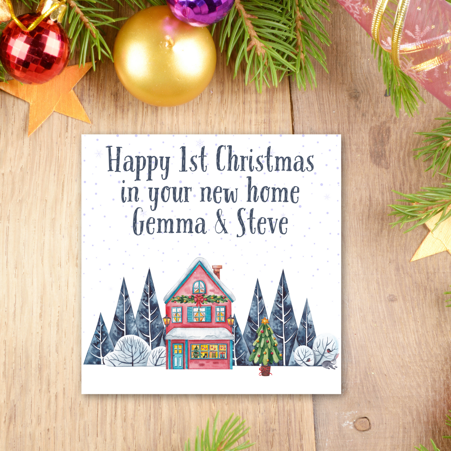 1st Christmas in New Home Personalised Christmas Card