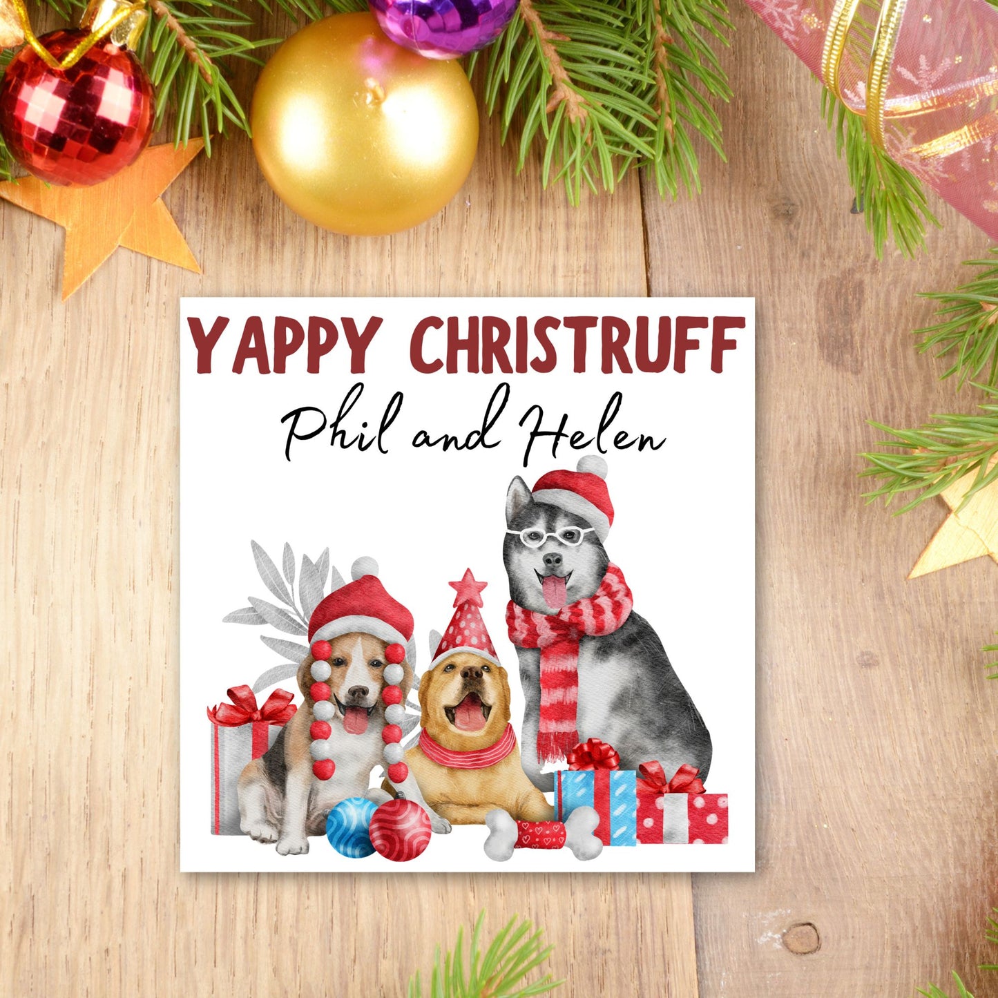 Adorable Personalised Dog Christmas card - Dog lover card - Dog christmas card