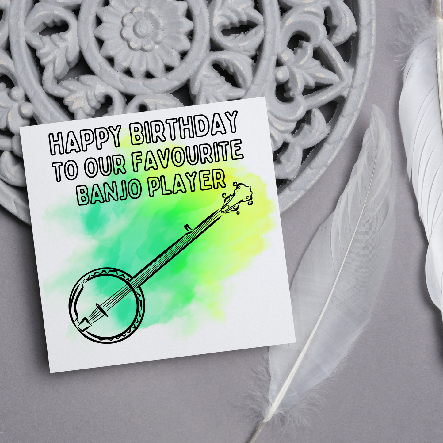 Banjo Birthday Card, Musician Card, Musical Instrument Card