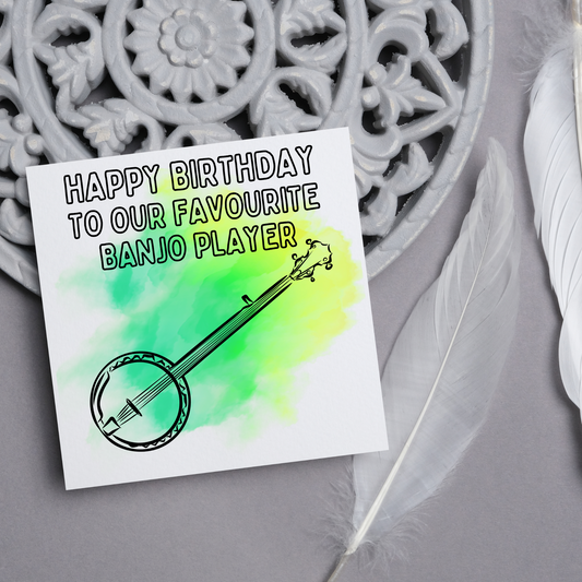 Banjo Birthday Card, Musician Card, Musical Instrument Card