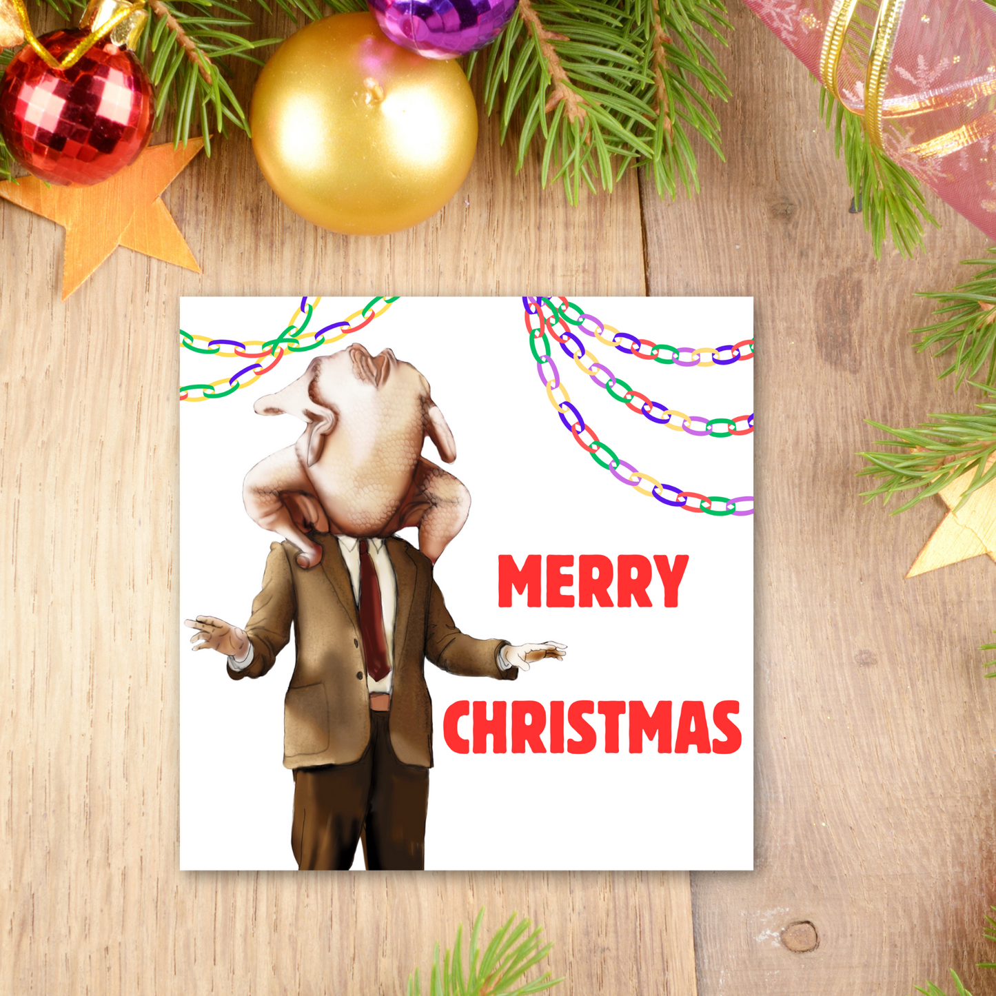Funny Mr Bean Christmas Card, Christmas Turkey Card, Mr Bean Xmas Card