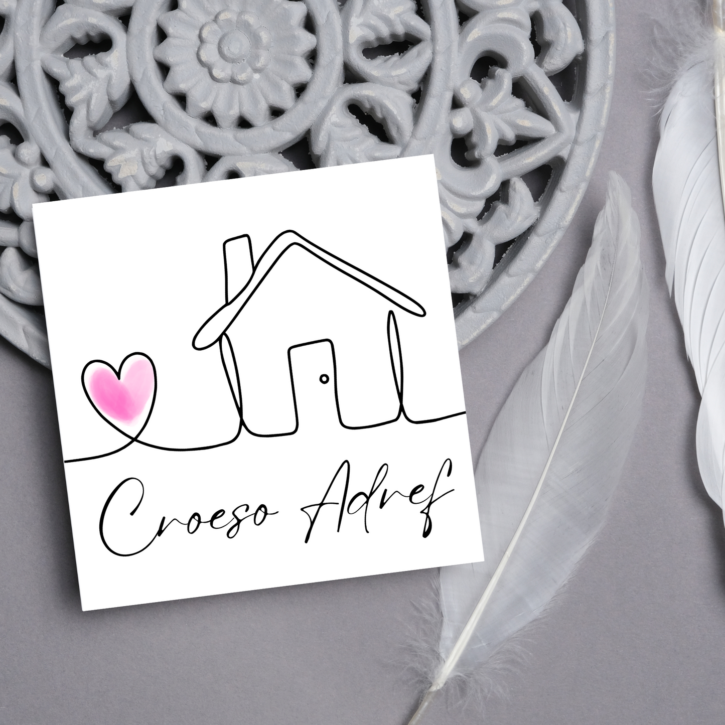 Welsh Language New Home Card, Croeso Adref, Welsh Housewarming Card