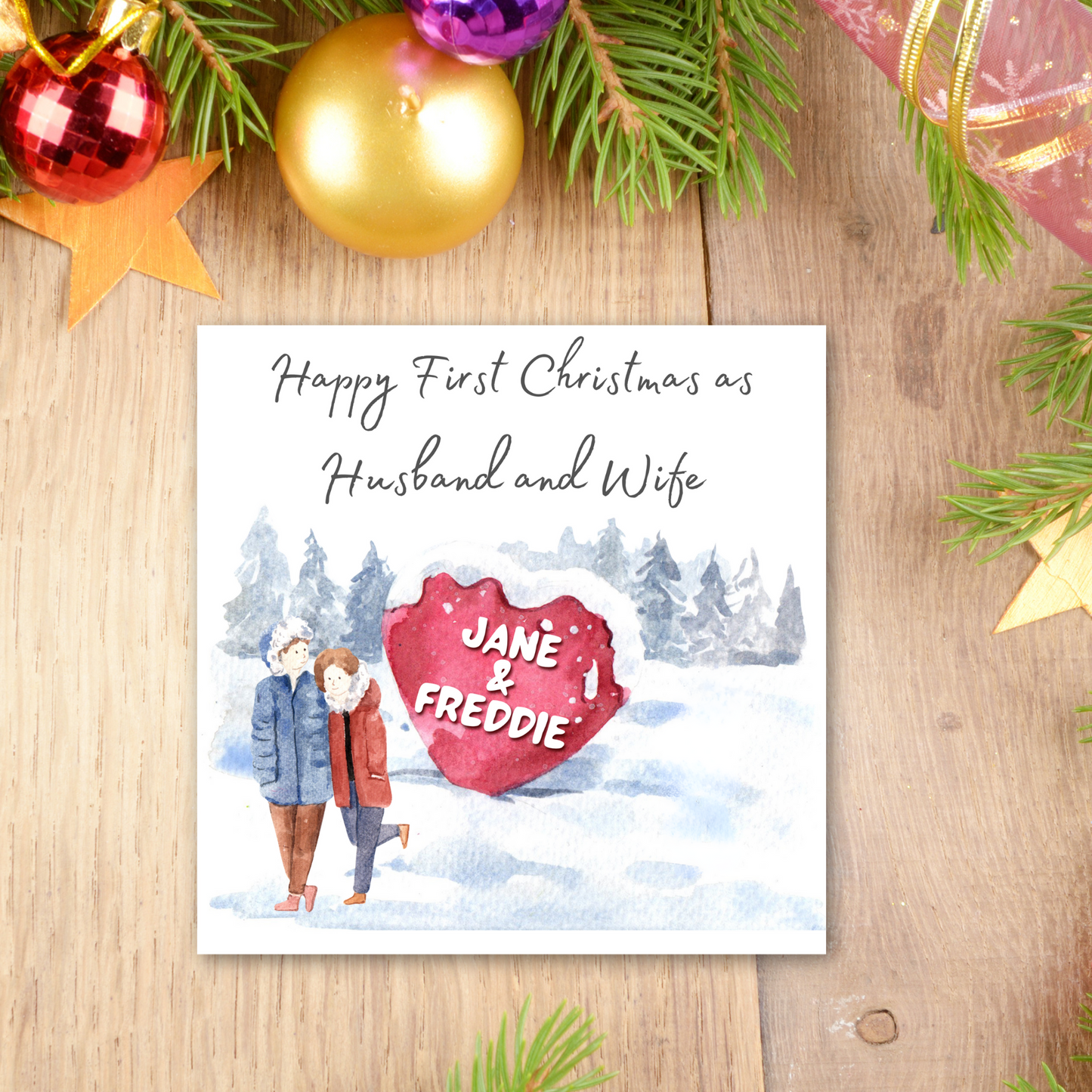 1st Christmas as Husband and Wife Personalised Christmas Card