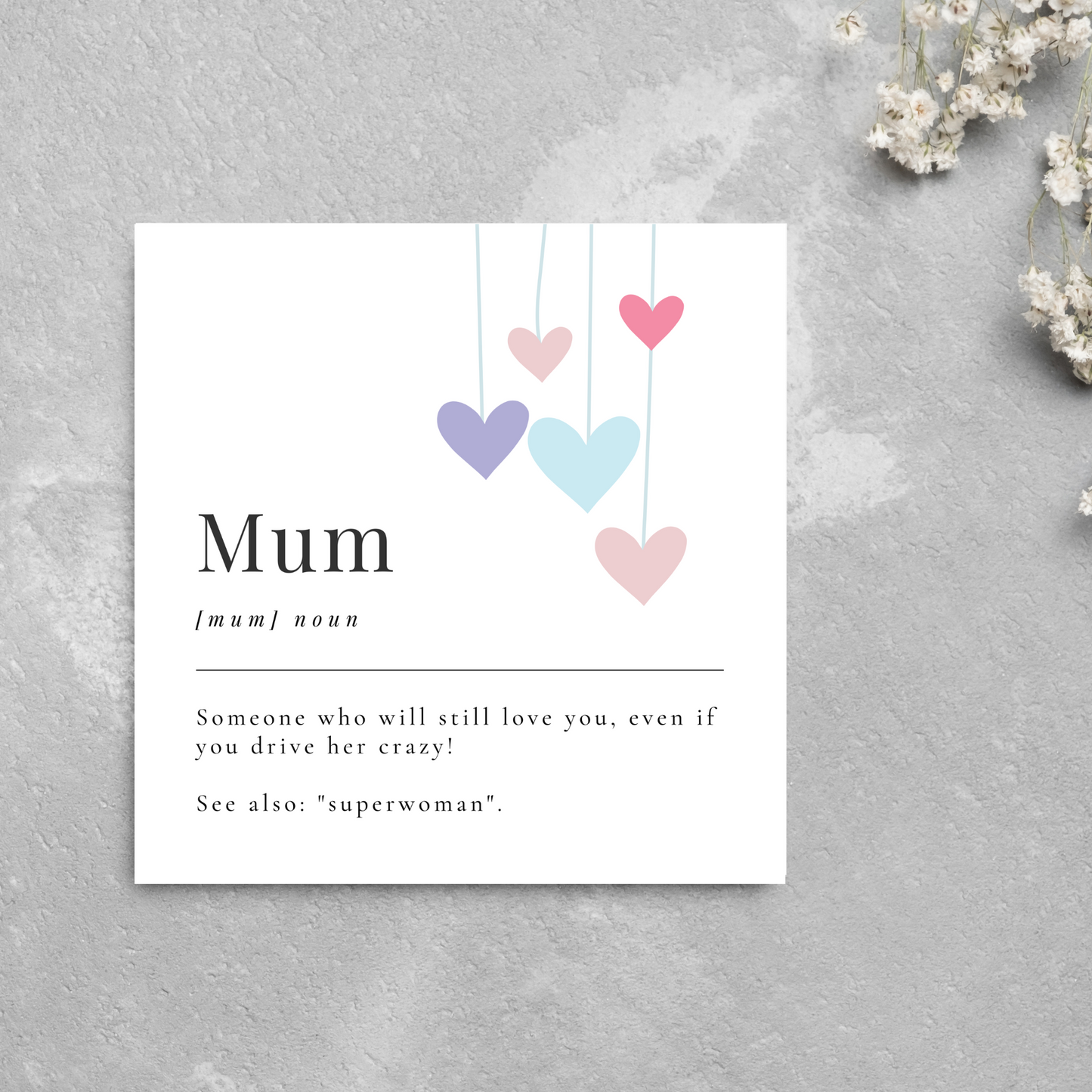 Dictionary Definition Design Mothers Day Card,