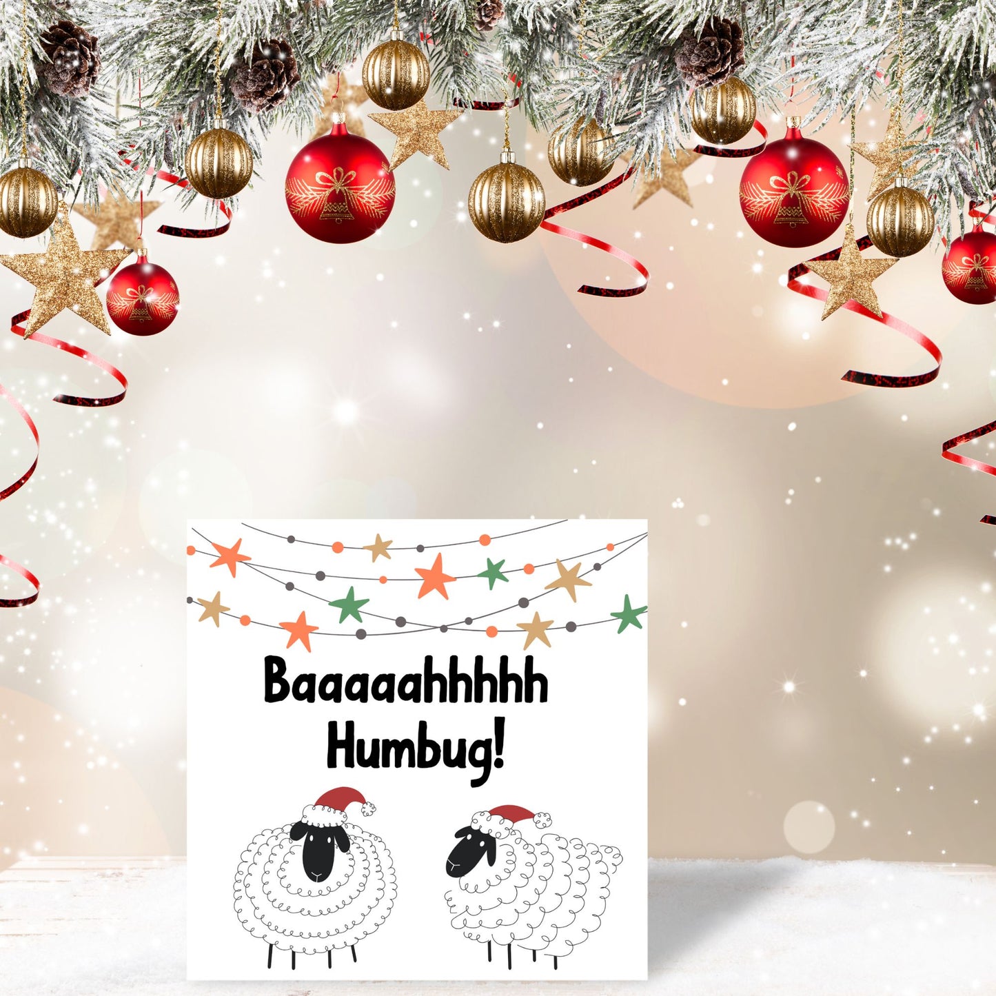 Adorable Sheep Christmas card - Sheep lover card - Sheep christmas card