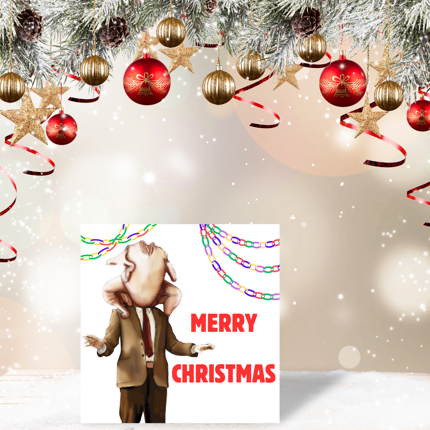 Funny Mr Bean Christmas Card, Christmas Turkey Card, Mr Bean Xmas Card