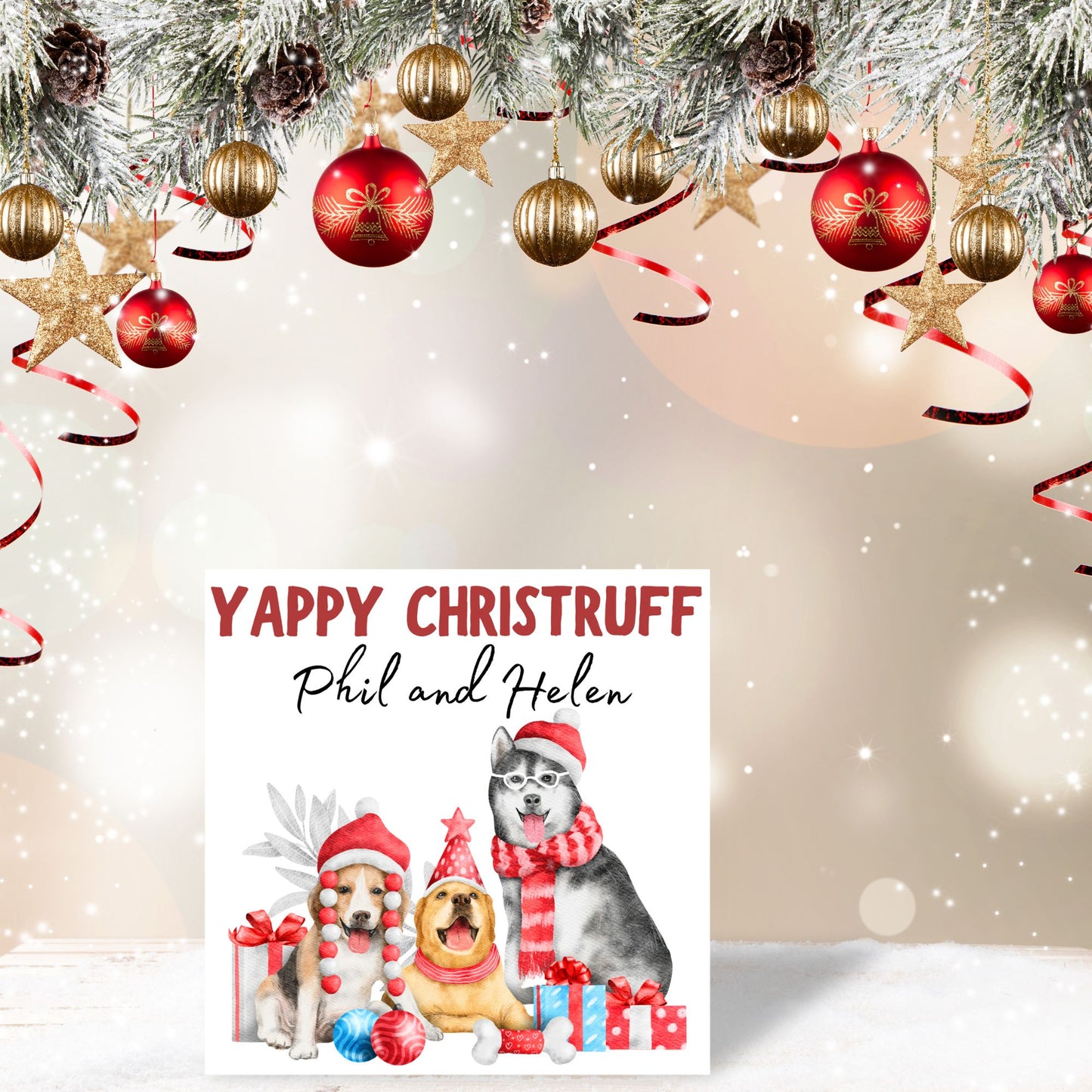Adorable Personalised Dog Christmas card - Dog lover card - Dog christmas card