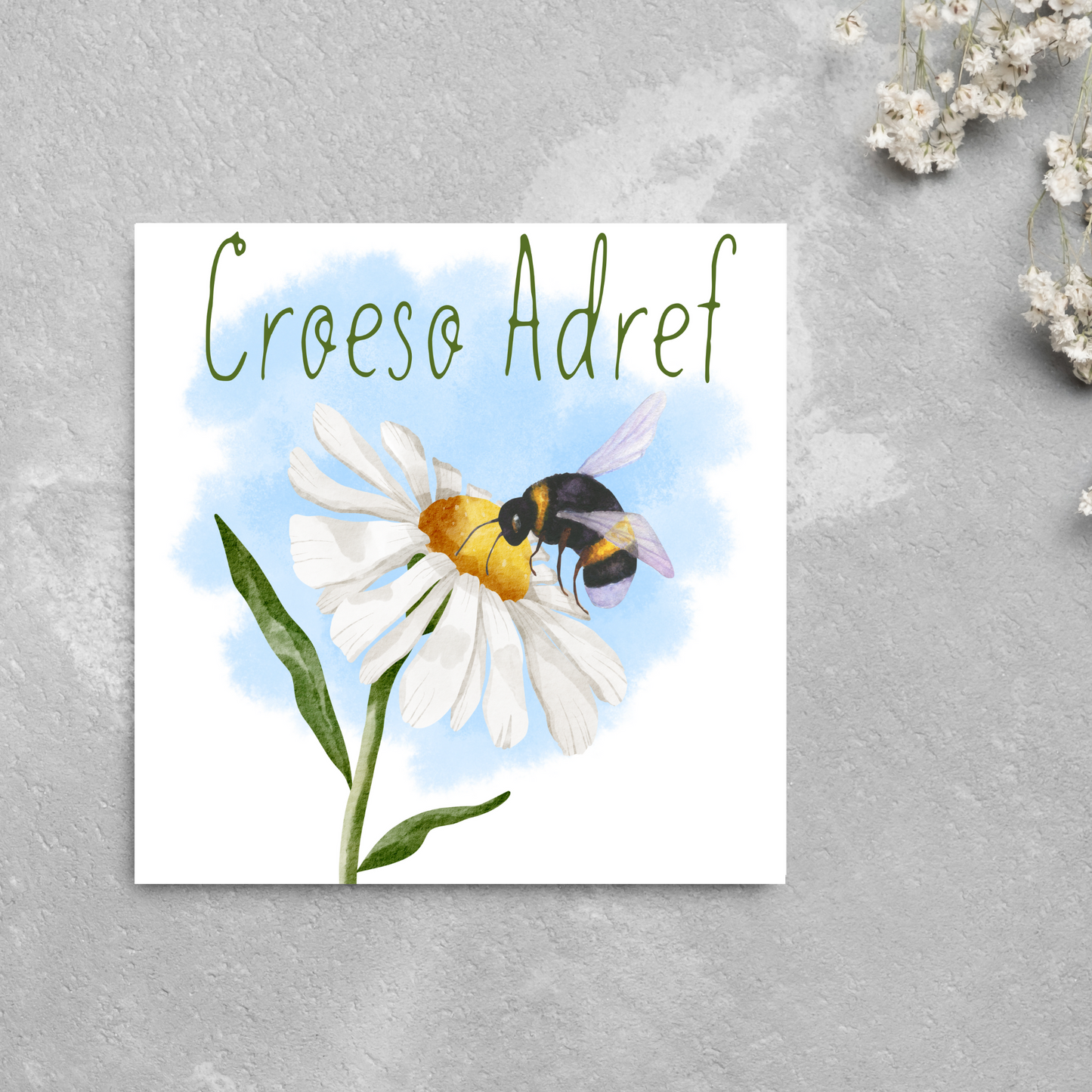 Welsh Language New Home Card, Croeso Adref, Welsh Bee Housewarming Card
