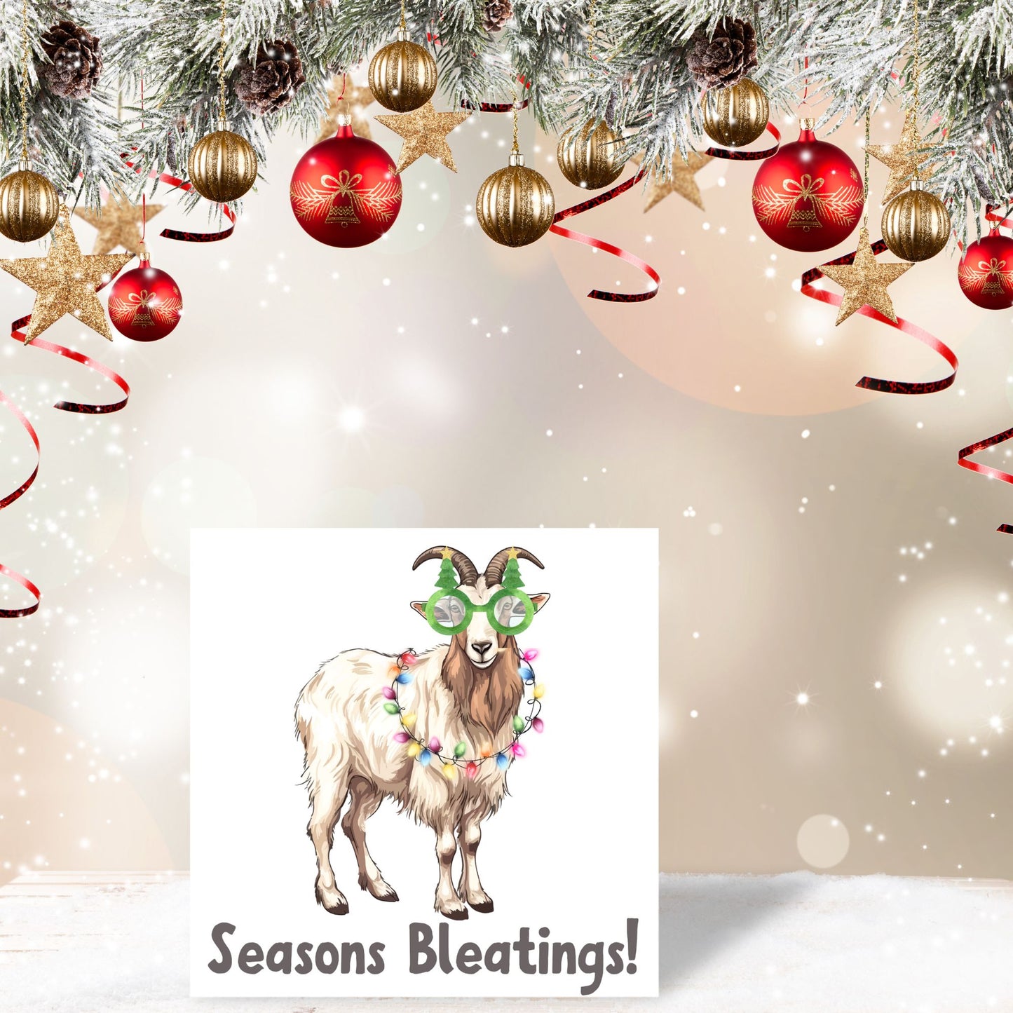Adorable Goat Christmas card - Goat lover card - Goat christmas card