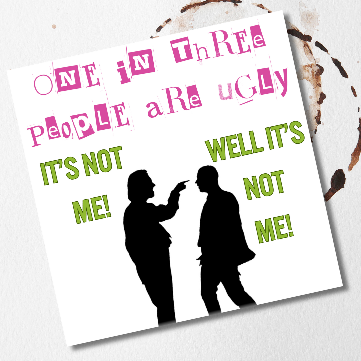 Bottom Card, Rik Mayall, Richie, Internal Design, Birthday Card, Funny Card, TV Card, Ade Edmondson, Bottom TV Show Card, Ugly Card