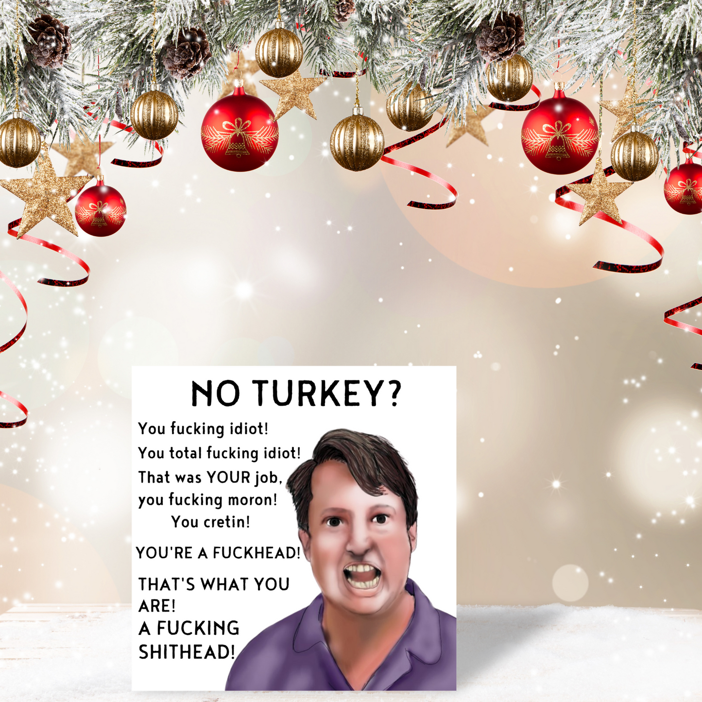 Funny Peep Show Christmas Card, Mark Corrigan Card, Peep Show Card, David Mitchell, Cretin Christmas Turkey Card