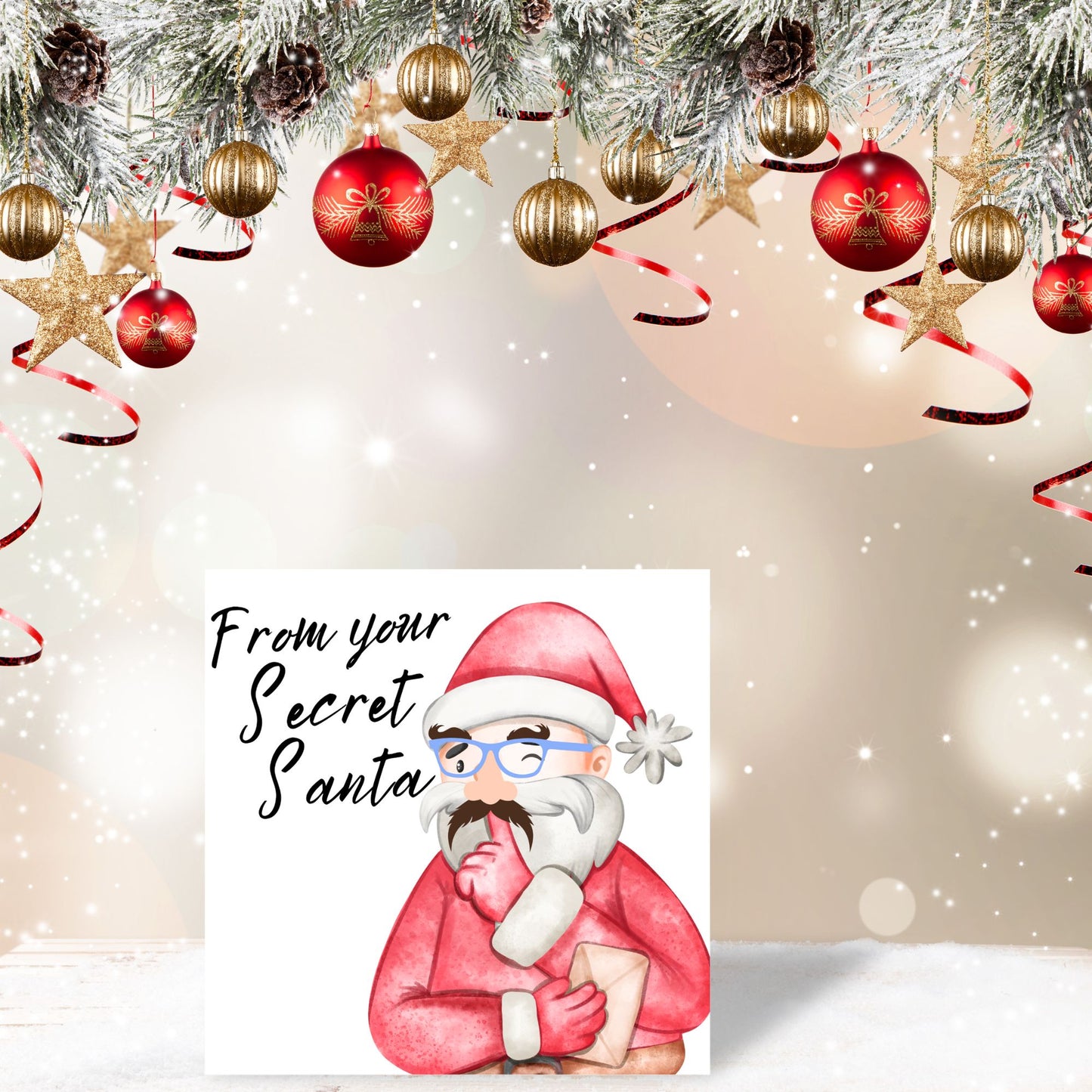Secret Santa Christmas Card, Office Card, Work Card, Xmas Card, Co Worker Card