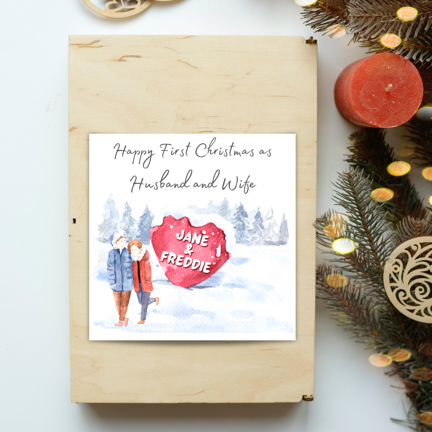 1st Christmas as Husband and Wife Personalised Christmas Card