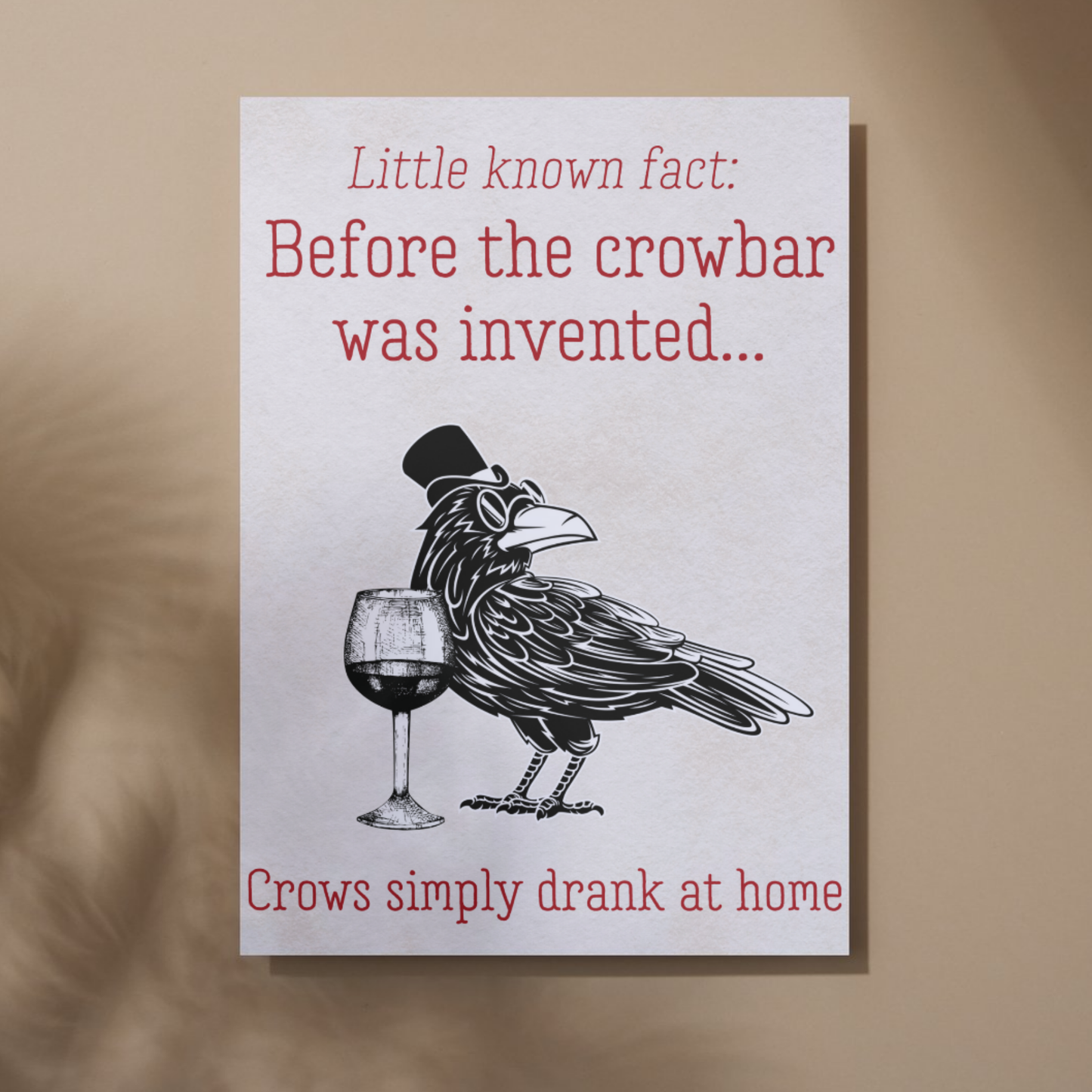 Crow Design A4 Print, High Quality Wall Art, Bar Wall Art, Funny Cartoon Poster, Dad Joke Poster, Home Bar Decor, Gift for Dad
