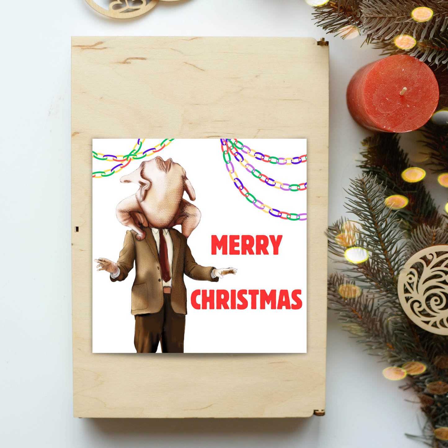 Funny Mr Bean Christmas Card, Christmas Turkey Card, Mr Bean Xmas Card