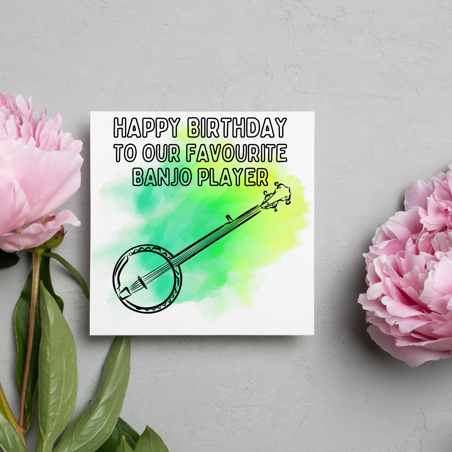 Banjo Birthday Card, Musician Card, Musical Instrument Card
