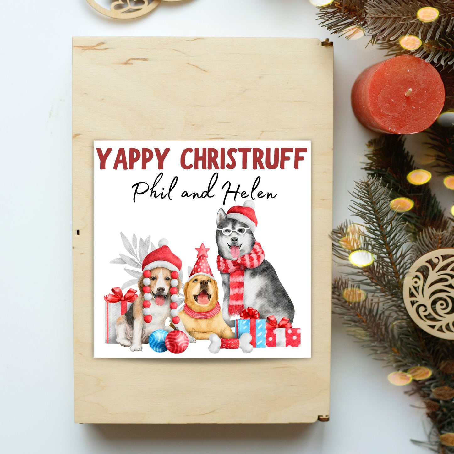 Adorable Personalised Dog Christmas card - Dog lover card - Dog christmas card