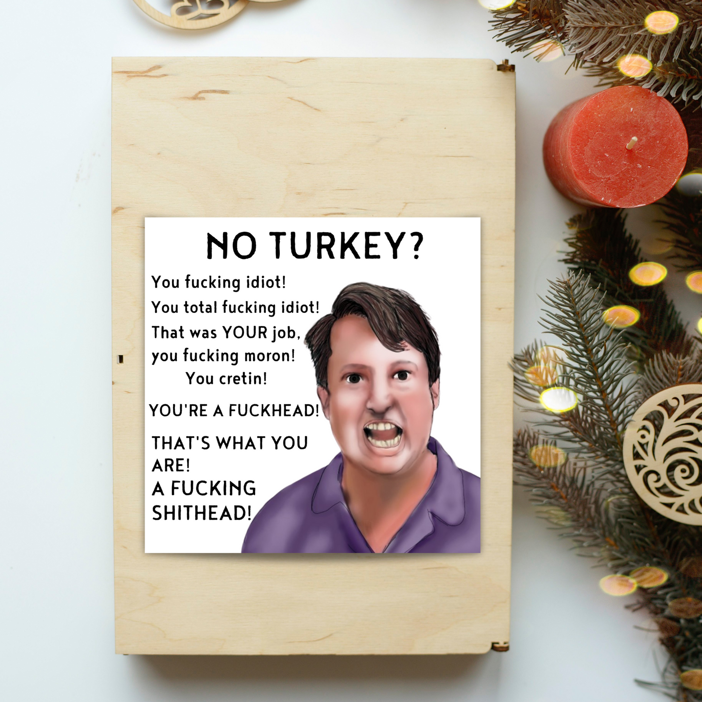Funny Peep Show Christmas Card, Mark Corrigan Card, Peep Show Card, David Mitchell, Cretin Christmas Turkey Card