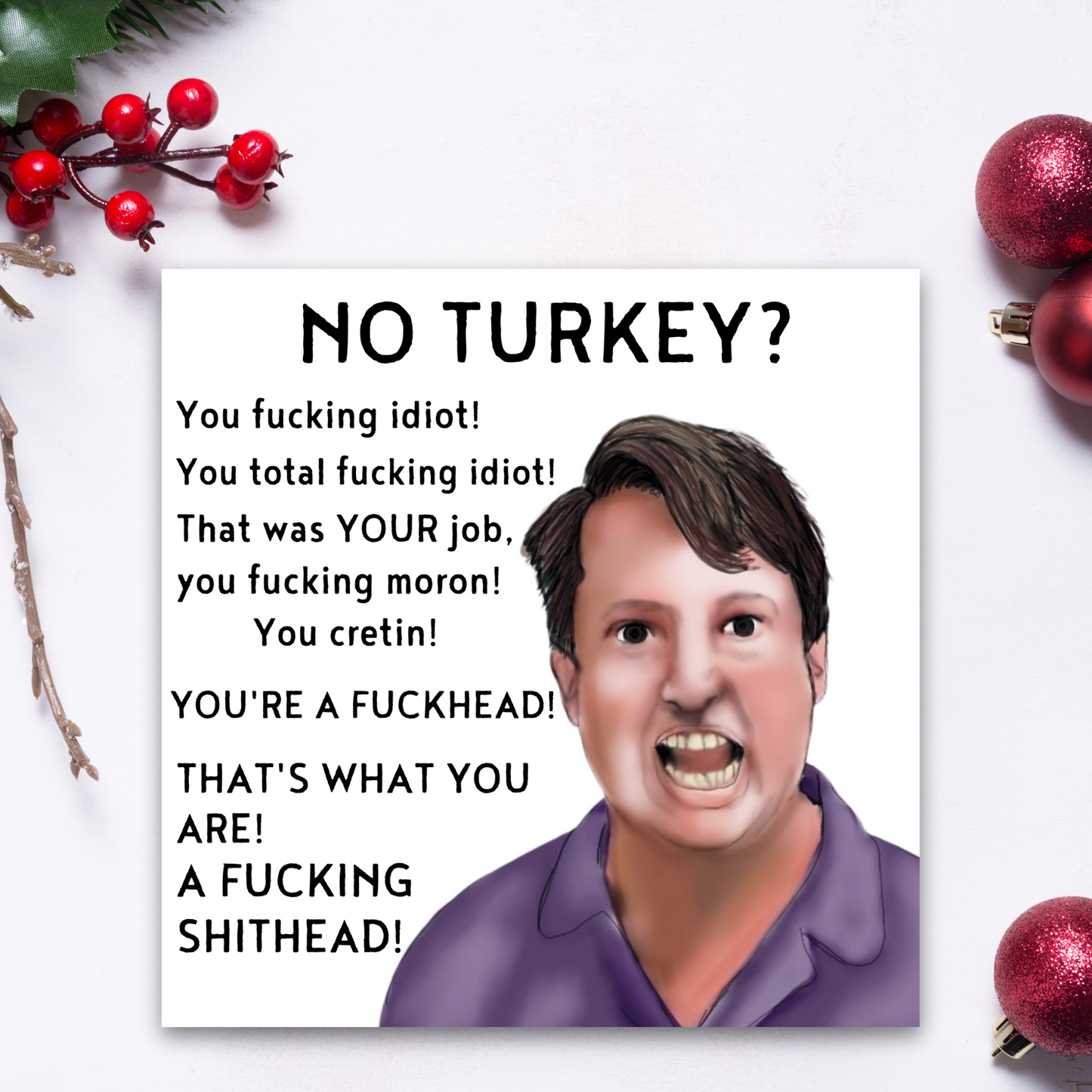 Funny Peep Show Christmas Card, Mark Corrigan Card, Peep Show Card, David Mitchell, Cretin Christmas Turkey Card