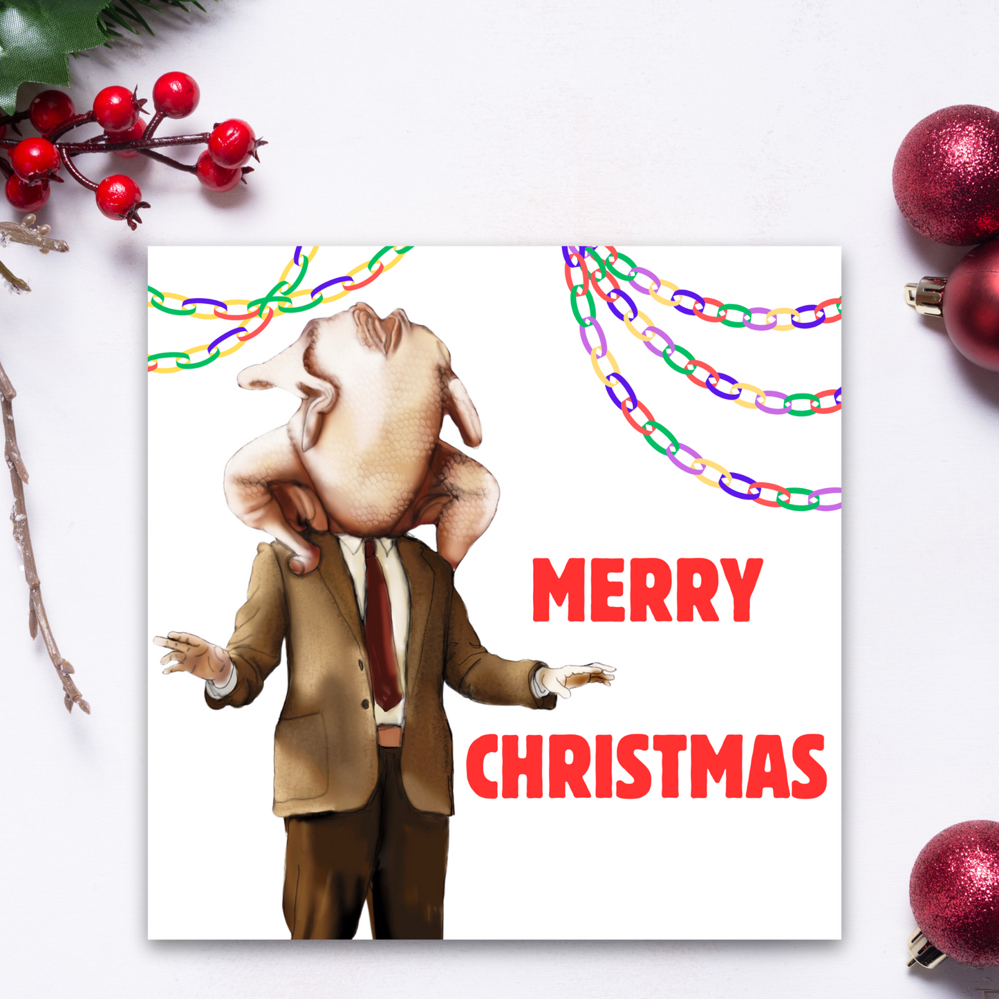 Funny Mr Bean Christmas Card, Christmas Turkey Card, Mr Bean Xmas Card