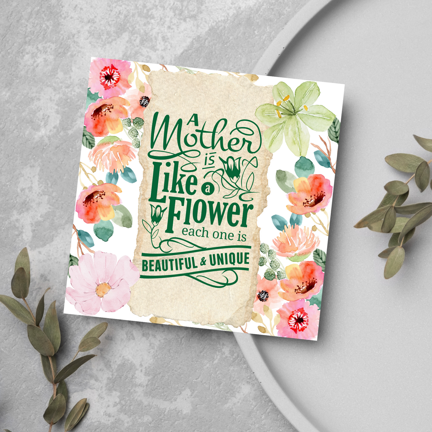 Floral Mothers Day Card, Card for Gardener, Gardening Mothers Day