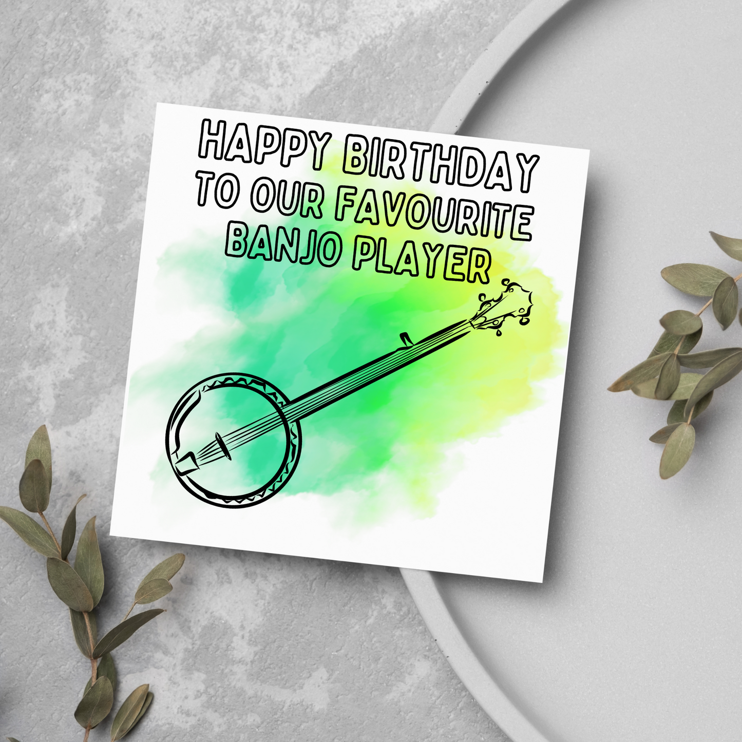 Banjo Birthday Card, Musician Card, Musical Instrument Card