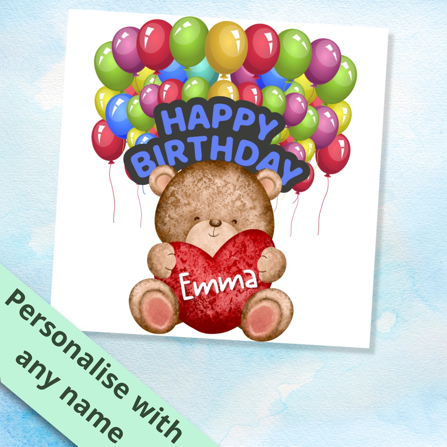 Personalised Cute Bear Birthday Card