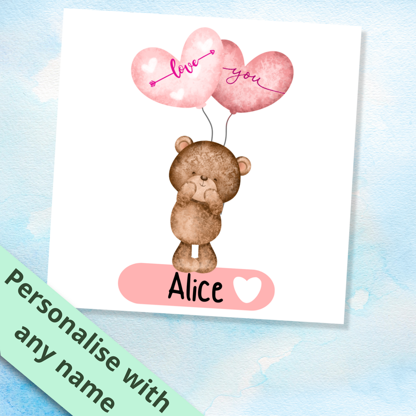 Personalised Bear Happy Birthday Card