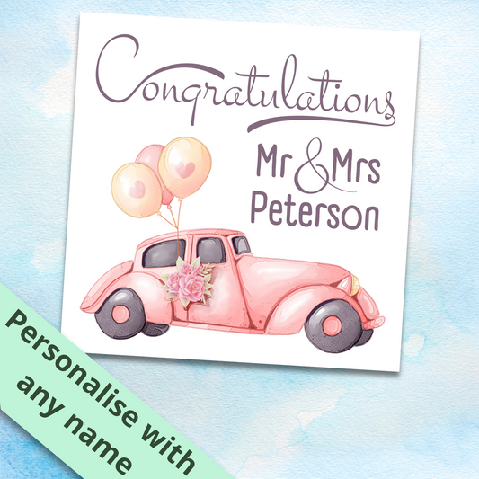 Personalised Congratulation Mr & Mrs Wedding Card