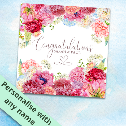 Personalised Floral Wedding Card,