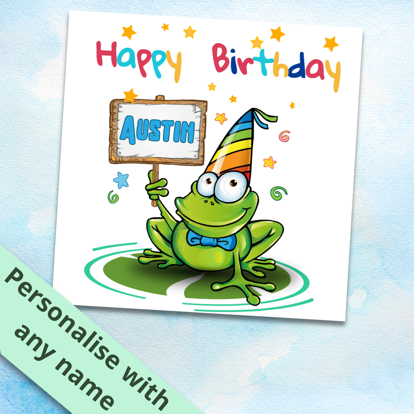 Personalised Frog Birthday Card
