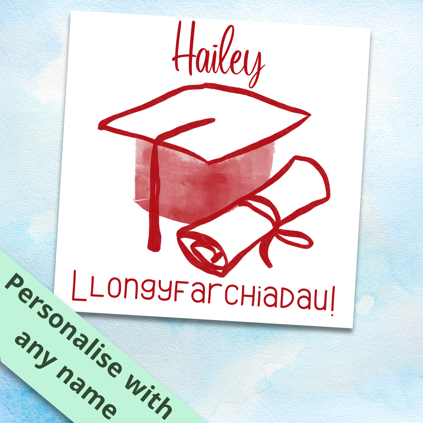 Personalised Welsh Graduation Card