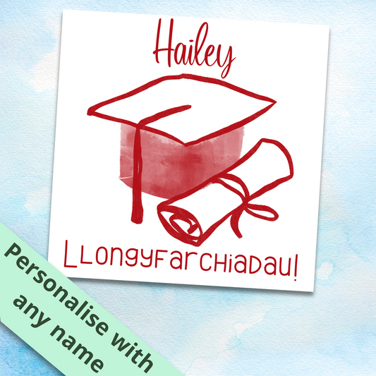 Personalised Welsh Graduation Card