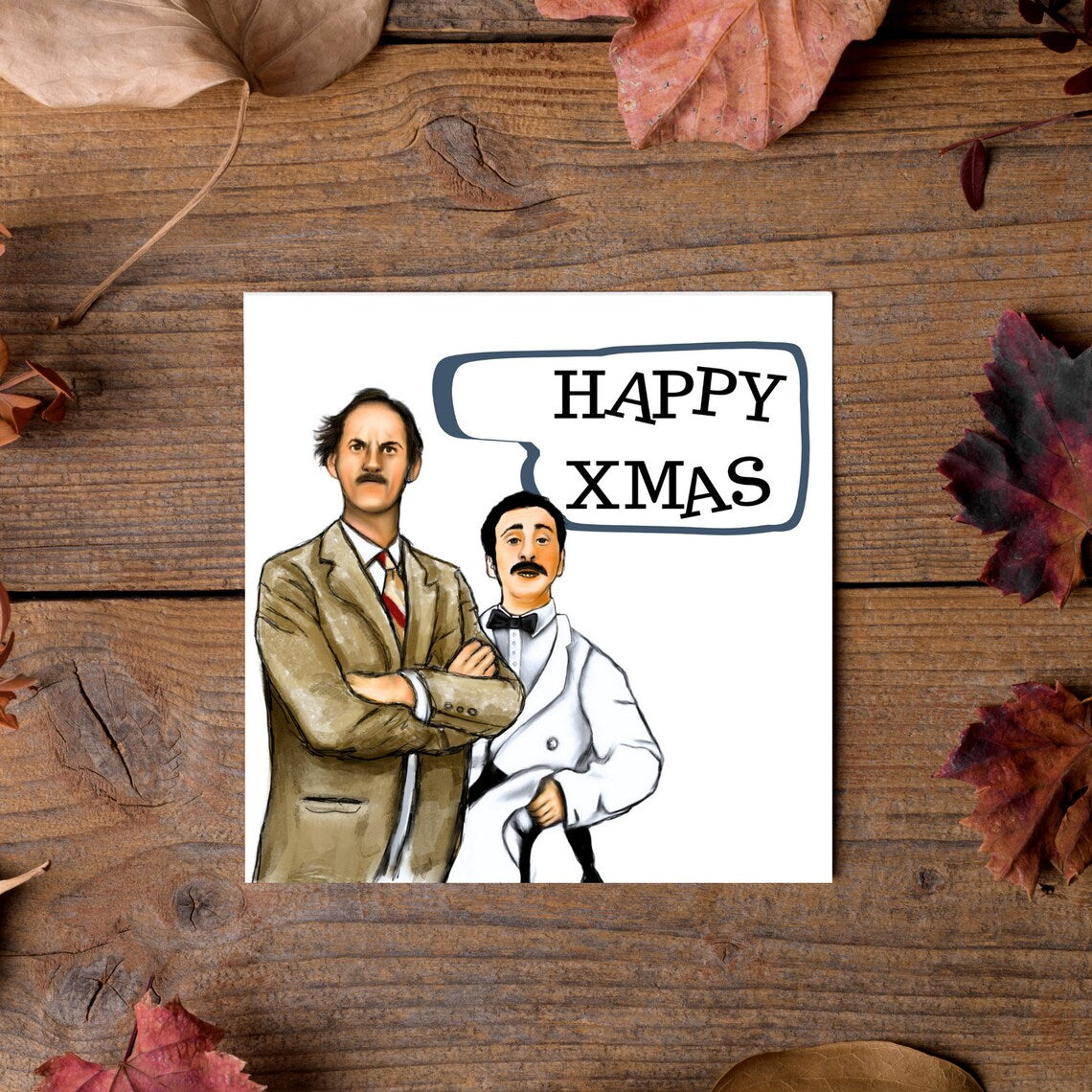 Fawlty Towers Christmas Card. Basil Fawlty, John Cleese Christmas Card