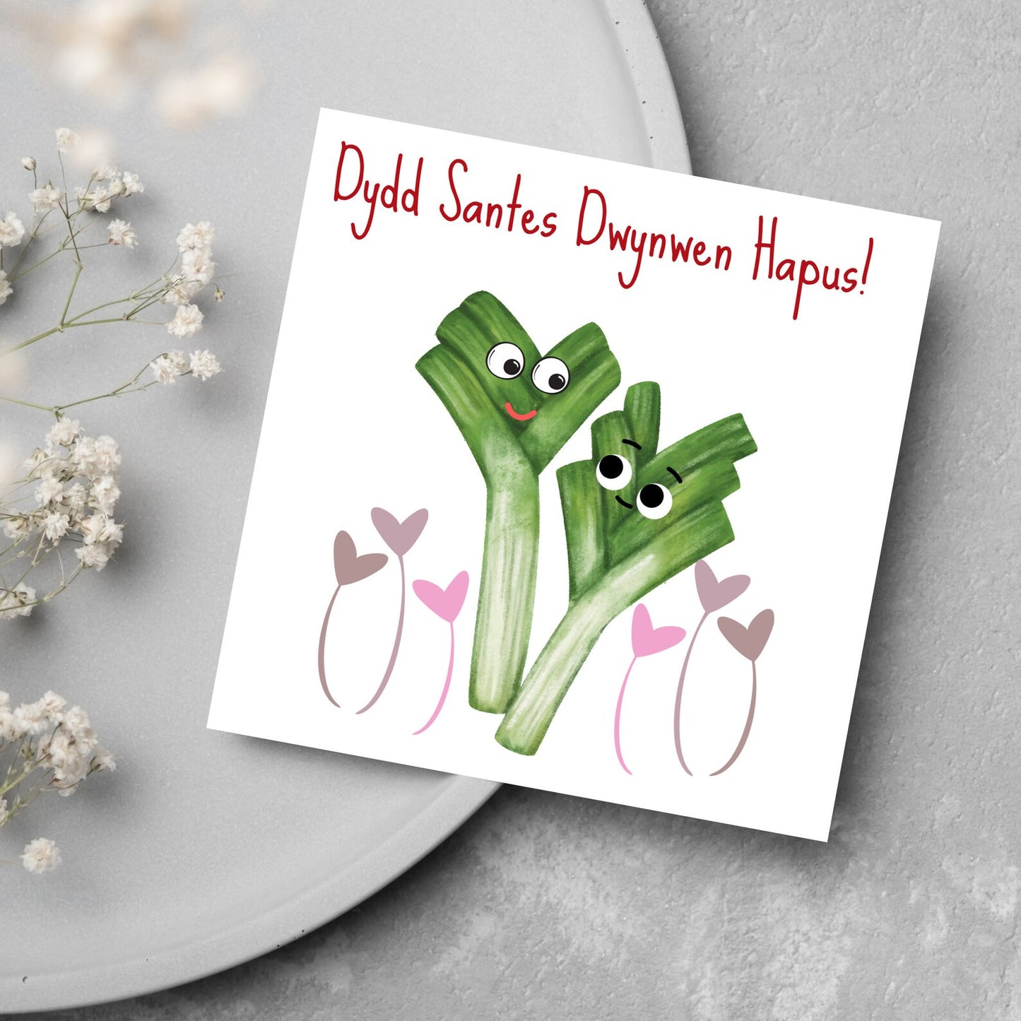 Dydd Santes Dwynwen Hapus Card, Traditional Welsh Valentines Day Card