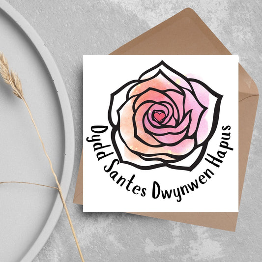 Dydd Santes Dwynwen Hapus Card, Traditional Welsh Valentines Day Card