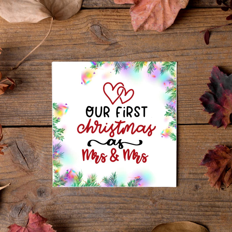 Christmas Card for Wife. Our first Christmas as Mrs and Mrs. Lesbian LGBT Christmas Card.