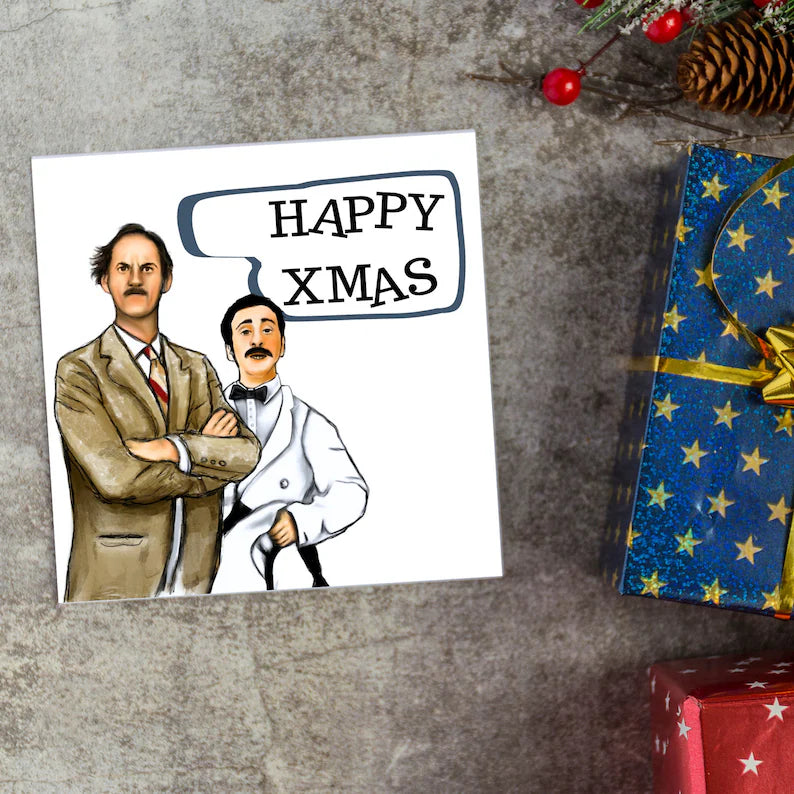 Fawlty Towers Christmas Card. Basil Fawlty, John Cleese Christmas Card