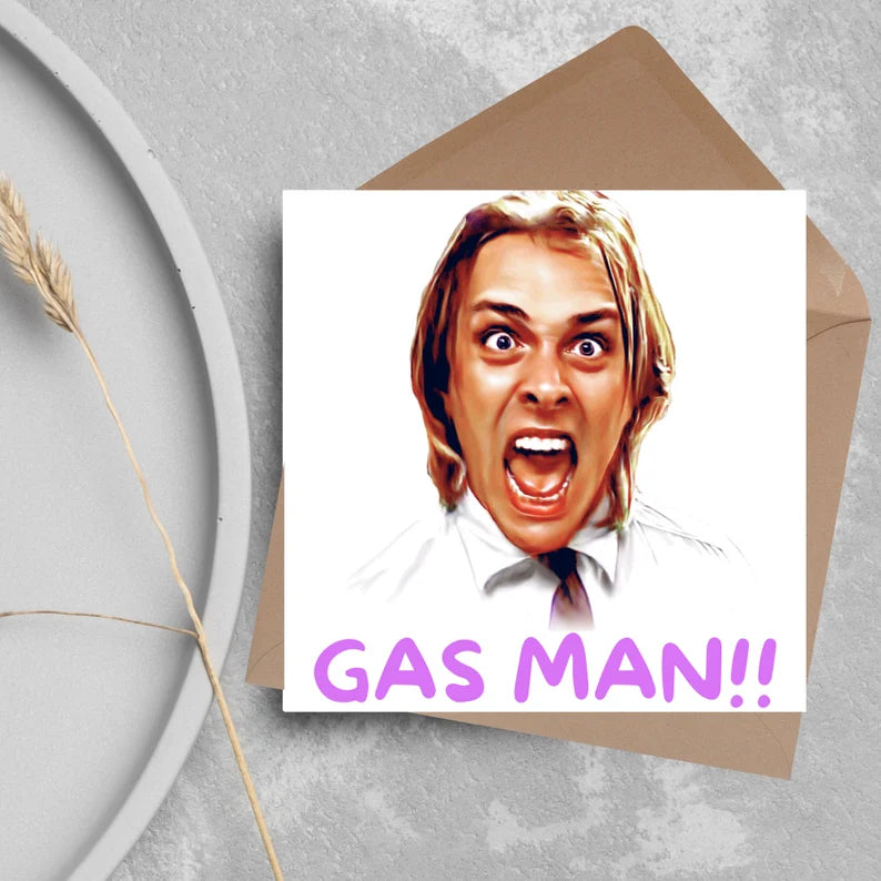 Bottom TV Show Birthday Card, Bottom Quote Gas Man, Rik Mayall