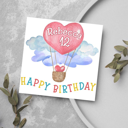 Personalised Happy Birthday Card, Name and Age Card for Girl