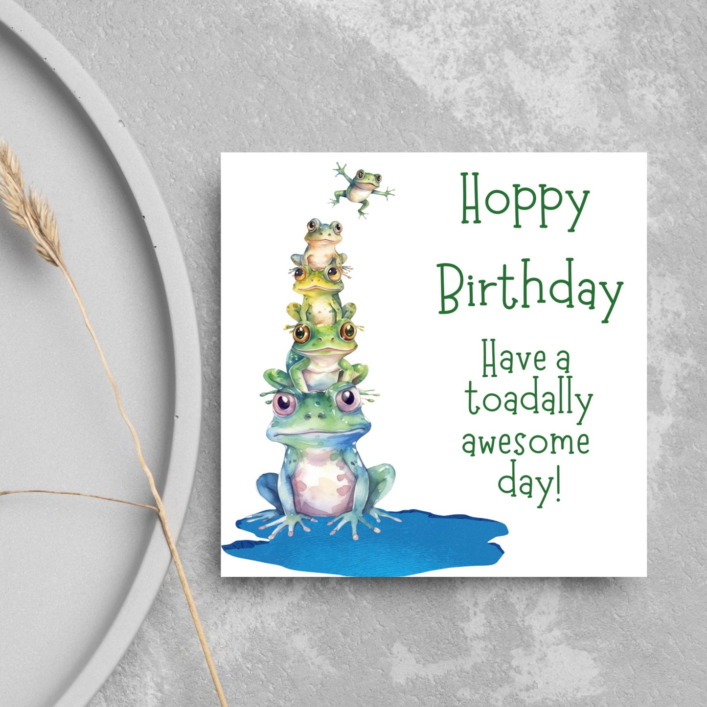 hoppy birthday watercolour frog card
