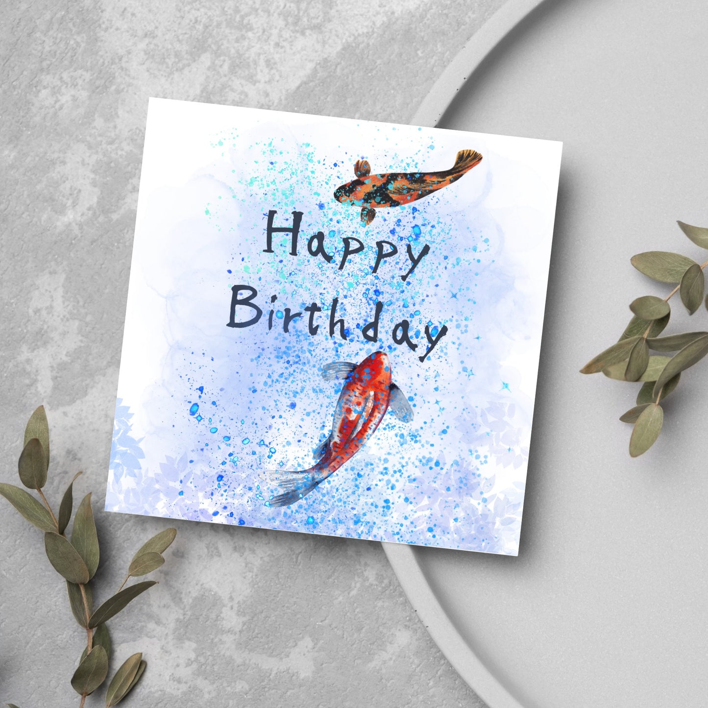 koi carp watercolour card