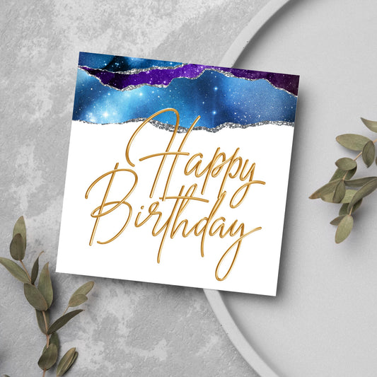 star design ripped paper style birthday card