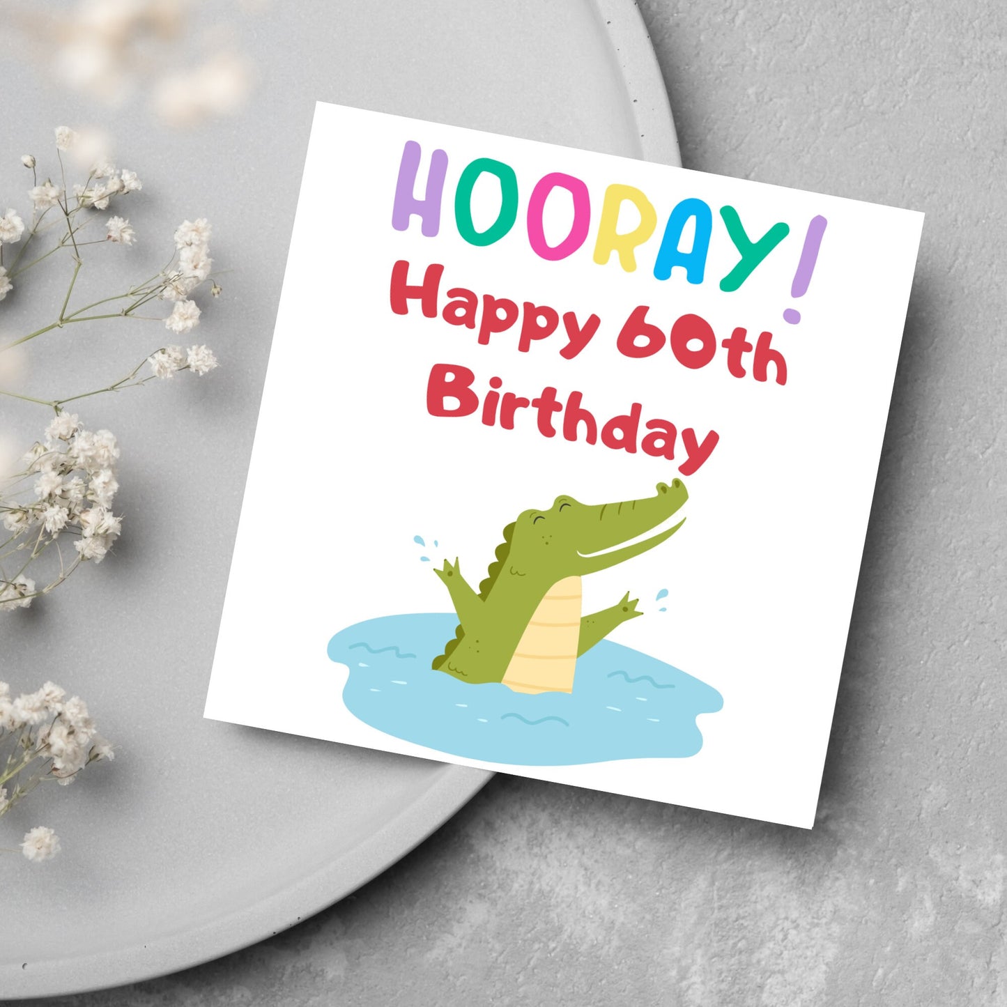 cartoon crocodile birthday card 60