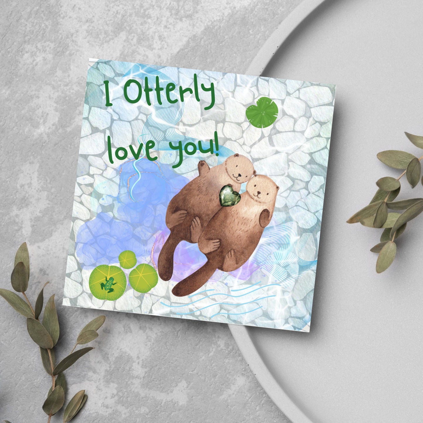 otter love watercolour card