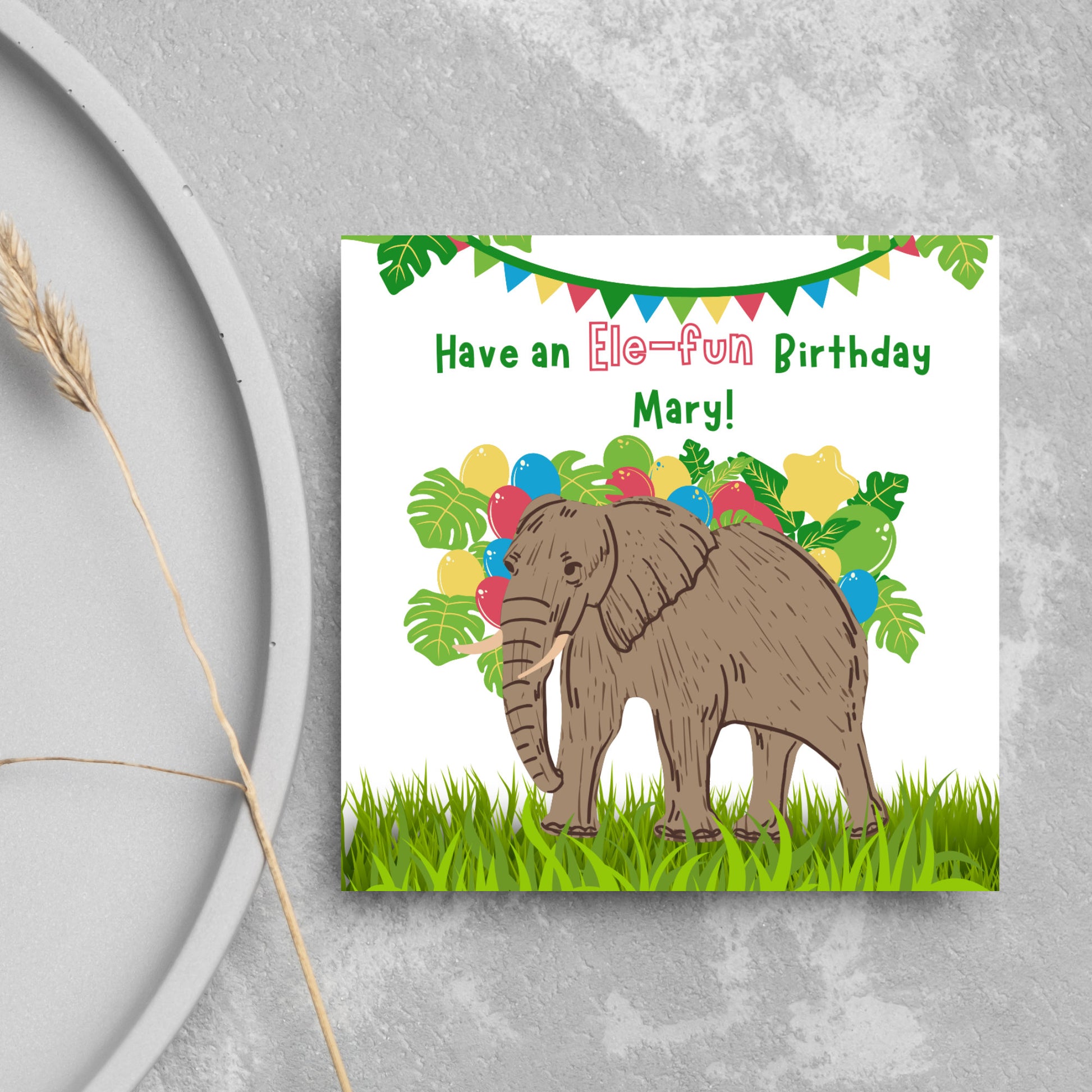 cartoon birthday card elephant